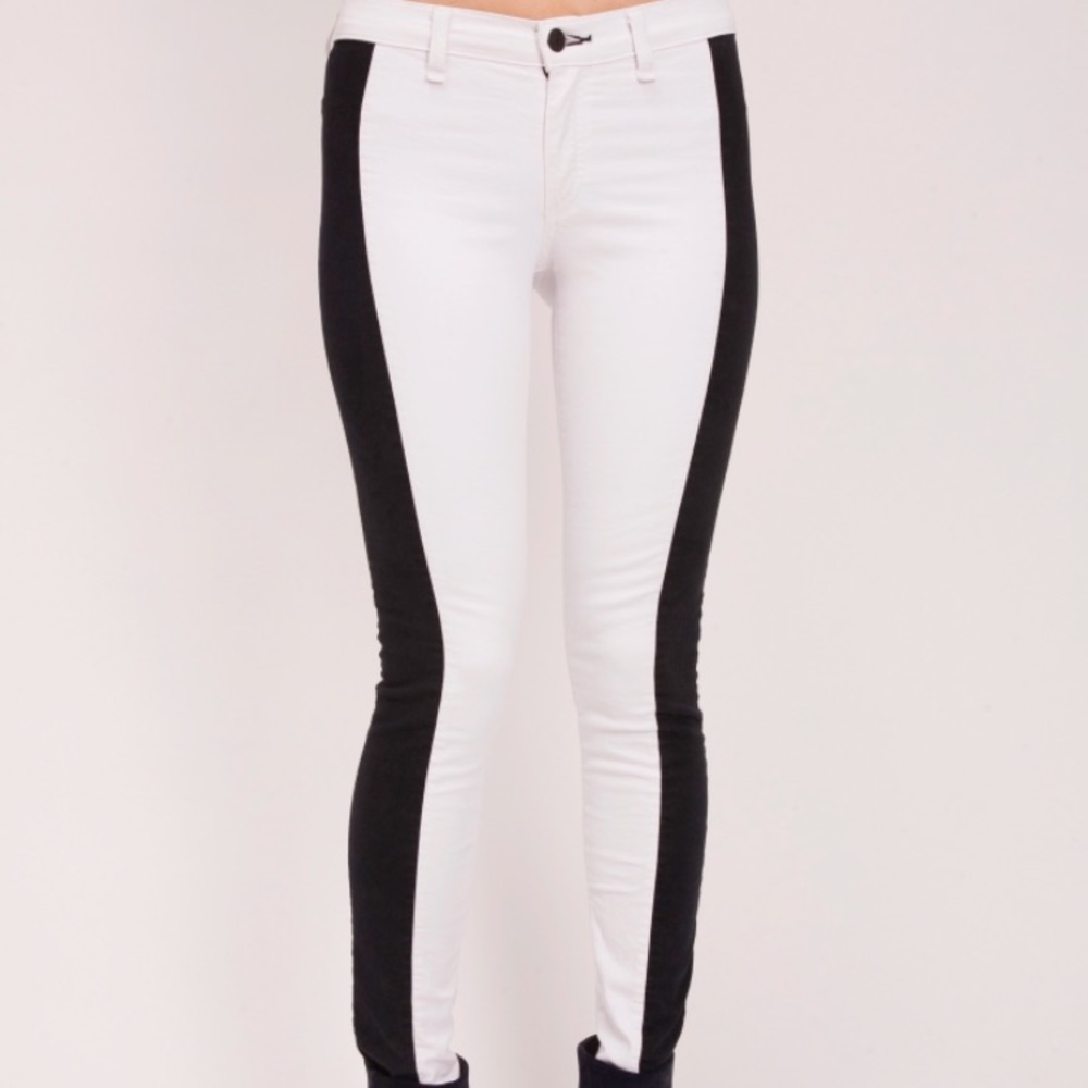 Rag & Bone black and white split skinny jeans 29